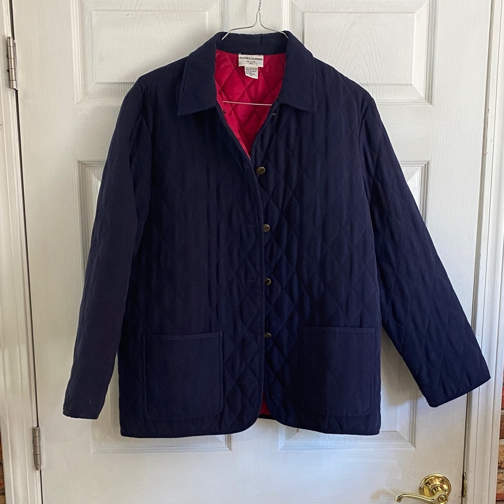 Alfred Dunner Navy Quilted Utility Jacket